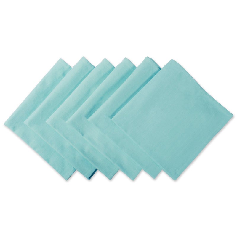 DII Solid Pastel Napkin Set Cotton, Machine Washable, 20x20 Inch, Aqua, 6 Count - Image 1